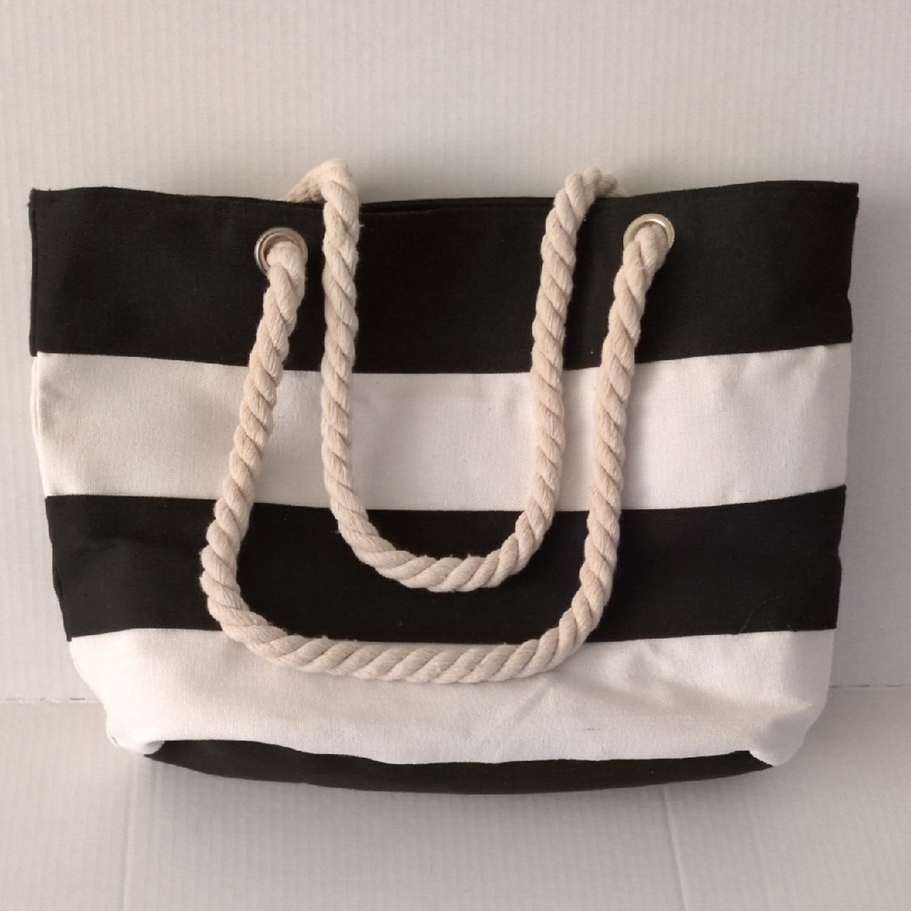 Black and White Striped Tote Bag